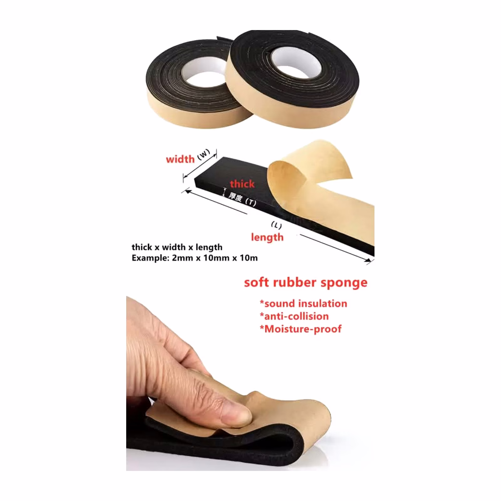 Self Adhesive Sponge Seal Strip Black EPDM